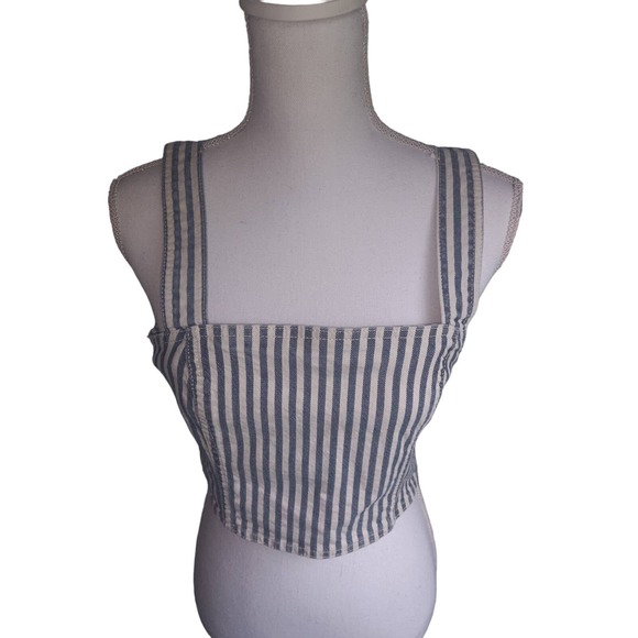 Zara Striped Denim crop top - size L - Picture 3 of 10